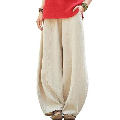 BIVENANT Wide Leg Pants Elastic Waist Pants Baggy Pants Casual Palazzo Pants Loose Pants Linen Pants for Women Summer