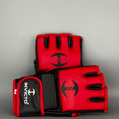 Invicto MMA Gloves, Black/Red Inferno Strike and Black/White Shadow Fury, Sizes S-XL (Bl/Rd, L)