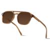 ANDWOOD Trendy Aviator Polarized Sunglasses Men Women Square 70s Stylish Frame Sun Glasses Rectangle Shades Tea Brown view 1