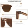 ANDWOOD Trendy Aviator Polarized Sunglasses Men Women Square 70s Stylish Frame Sun Glasses Rectangle Shades Tea Brown view 3
