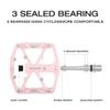Bike Pedals 9/16 Inch - Bicycle Pedals with Reflectors - 3 Sealed Bearings MTB Pedals Wide Platform Pedals for Mountain Bike, BMX, Road Bike Pedals (Pink) view 3