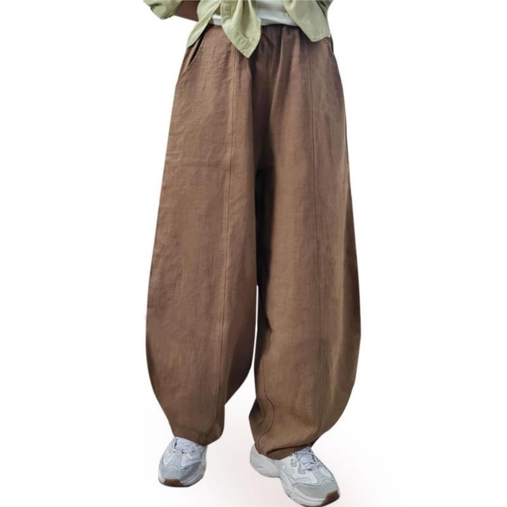 BIVENANT Womens Linen Pants Elastic Waist Pants for Women Casual Pants for Women Baggy Pants for Women Wide Leg Palazzo Pants for Womens Loose Trousers