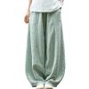 BIVENANT Womens Linen Pants Elastic Waist Pants Green Casual Pants Baggy Pants Wide Leg Palazzo Pants Loose Trousers view 1