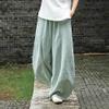 BIVENANT Womens Linen Pants Elastic Waist Pants Green Casual Pants Baggy Pants Wide Leg Palazzo Pants Loose Trousers view 2