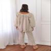 Argeousgor Women 2 Piece Plaid Pajamas Set Y2k Puff Sleeve Peplum Babydoll Shirt Ruffle Hem Pants Gingham Lounge Set XL view 3