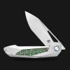 Sitivien ST666 Folding Knife,Handmade M390 Pearlescent Polishing Blade,Titanium & Colorful Carbon Fiber Handle Pocket Knife EDC Tool Knifes for Outdoor Camping,Hiking,Hunting(Green) view 4