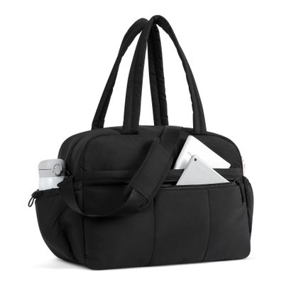 CLUCI Duffle Bag for Travel, Gym Bag for Women, Puffer Tote Small Carry On Bag, 30L Duffle Weekender Bags with Wet Pocket Black
