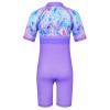 TFJH E One Piece Girls Swimsuits Short Sleeve Rash Guard Suits UV 50+ Bathing Suits Zip 375 Purple Agate 6A view 3
