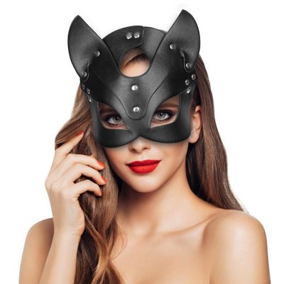 Adjustable Size Black Leather Masquerade Party Mask For Women, Cat Woman Mask, Mysterious Half Face Mask For Masquerade Halloween Costume Cosplay