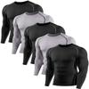 ATTIQOZI 4,5,6 Pack Men's Compression Shirts Long Sleeve Rash Guard Workout Undershirt Base Layer Athletic Shirt Bl/Gr/Bl/Gr/Bl M view 1