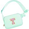 Uygafly Belt Bag Fanny Pack Crossbody Bags with Initials Letter Patch Cute Stuff Birthday Gifts for Teenager Girls Trendy Stuff for Teens | Light Green,T view 1
