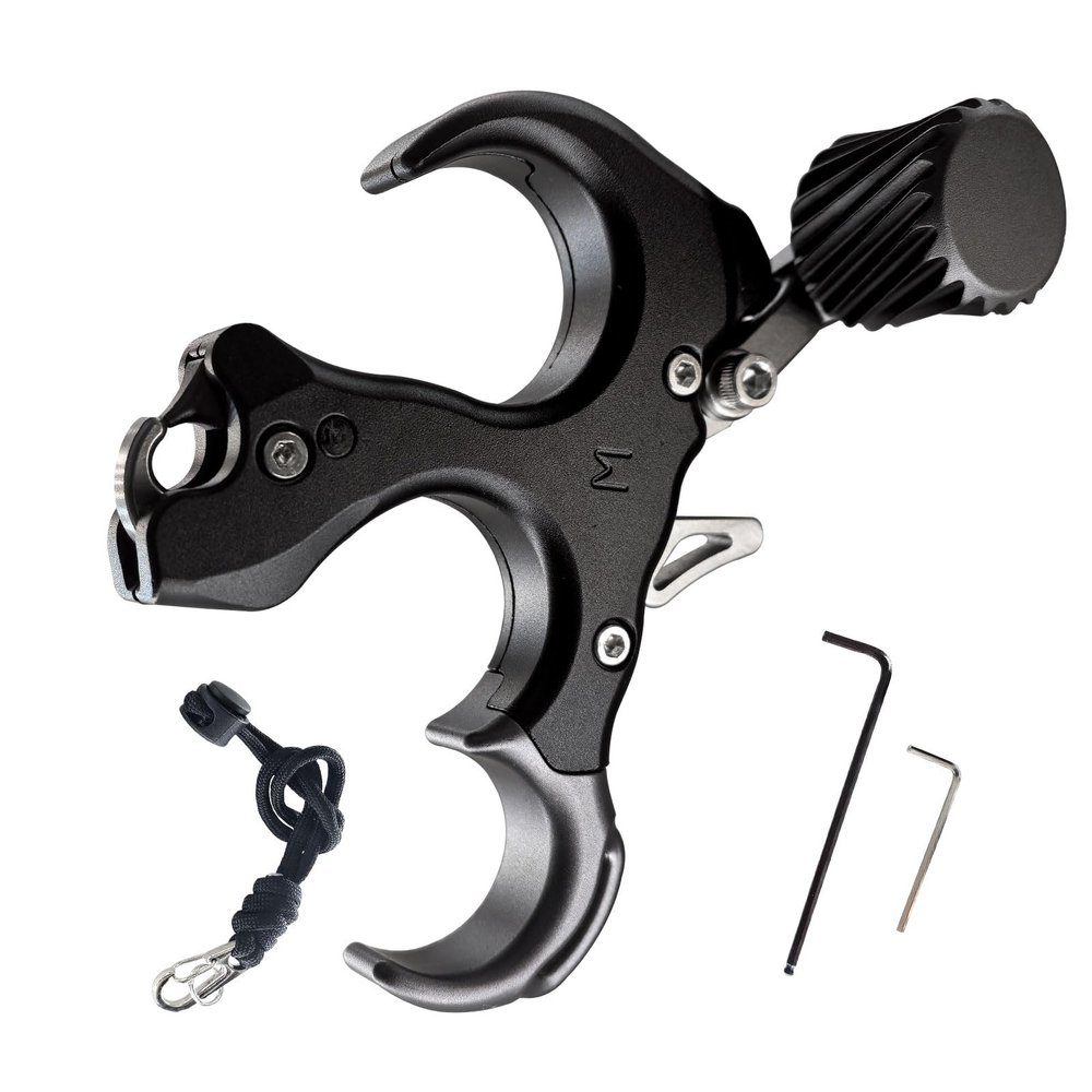 Compound Bow Aid Releaser with Wrist Straps and Adjustment Tool,Archery Release Aids with 3 Thumb Release Adjustable,Aluminum Alloy Aids.for Left and Right Handers. (Black)