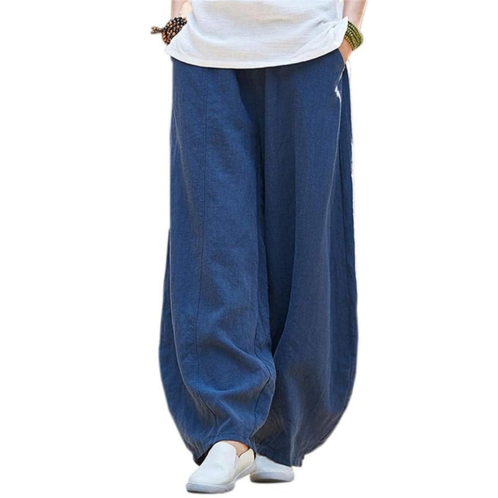 BIVENANT Wide Leg Pants Elastic Waist Pants Baggy Pants Casual Palazzo Pants Loose Pants Linen Pants for Women Summer