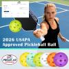 Amoswiz Indoor Pickleball Balls, 6 Pack of 26 Holes Pickleballs, USAPA Approved Indoor Pickleballs Set, High Visibility Durable Pickle Balls for Training and Tournament, White view 2