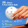 Amoswiz Indoor Pickleball Balls, 6 Pack of 26 Holes Pickleballs, USAPA Approved Indoor Pickleballs Set, High Visibility Durable Pickle Balls for Training and Tournament, White view 3
