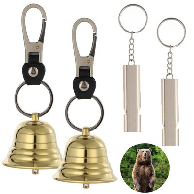 Chewtoyo Emergency Whistle for Hikers Survival, 2" Loud Bear Bell with Whistle, Hiking, Biking, Climbing, Fishing, Solid Brass Bell, 2 Pack