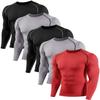 ATTIQOZI 4,5,6 Pack Men's Compression Shirts Long Sleeve Rash Guard Workout Undershirt Base Layer Athletic Shirt Bl/Gr/Bl/Gr/Red XL view 1