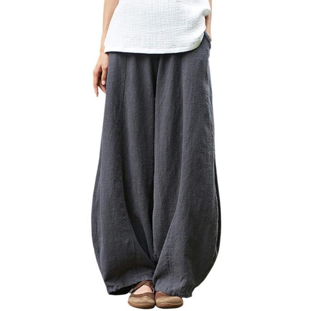 BIVENANT Cotton Pants Palazzo Pants Linen Pants Wide Leg Trousers for Women High Waisted Loose Baggy Pants with Pockets