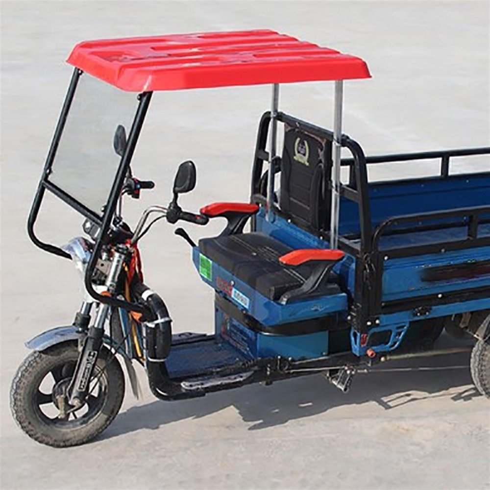 CHZDPP Electric Tricycle Protective Cover with Tempered Glass & Reflective Strips, Easy to Install Sanbengzi Awning, Tricycle Rainproof Canopy for Outside Storage(Red,31.5inch/80cm Wide)