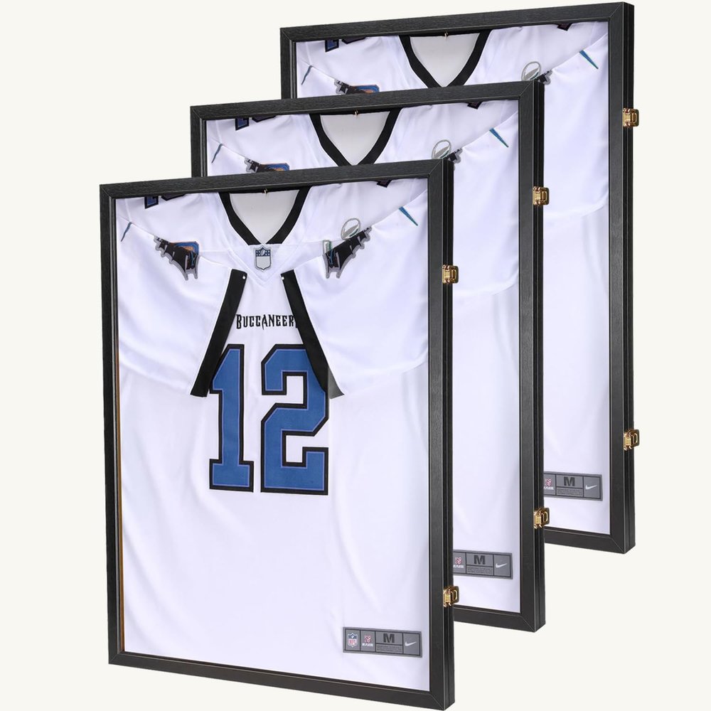 BAIJIALI Jersey Wooden Frame Display Case -Shadow Box with UV Protection for Baseball Basketball Football Hockey Sport Shirt and Uniform (4)
