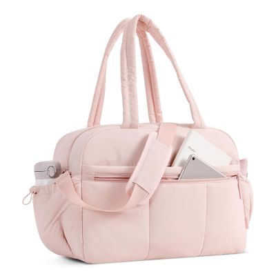 CLUCI Duffle Bag for Travel, Gym Bag for Women, Puffer Tote Small Carry On Bag, 30L Duffle Weekender Bags with Wet Pocket Pink