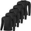 ATTIQOZI Boys' Compression Shirts Youth Long Sleeve Football Baseball Undershirt Sports Quick Dry Athletic Baselayer 4,5,6 Pack Black(5pack) S view 1