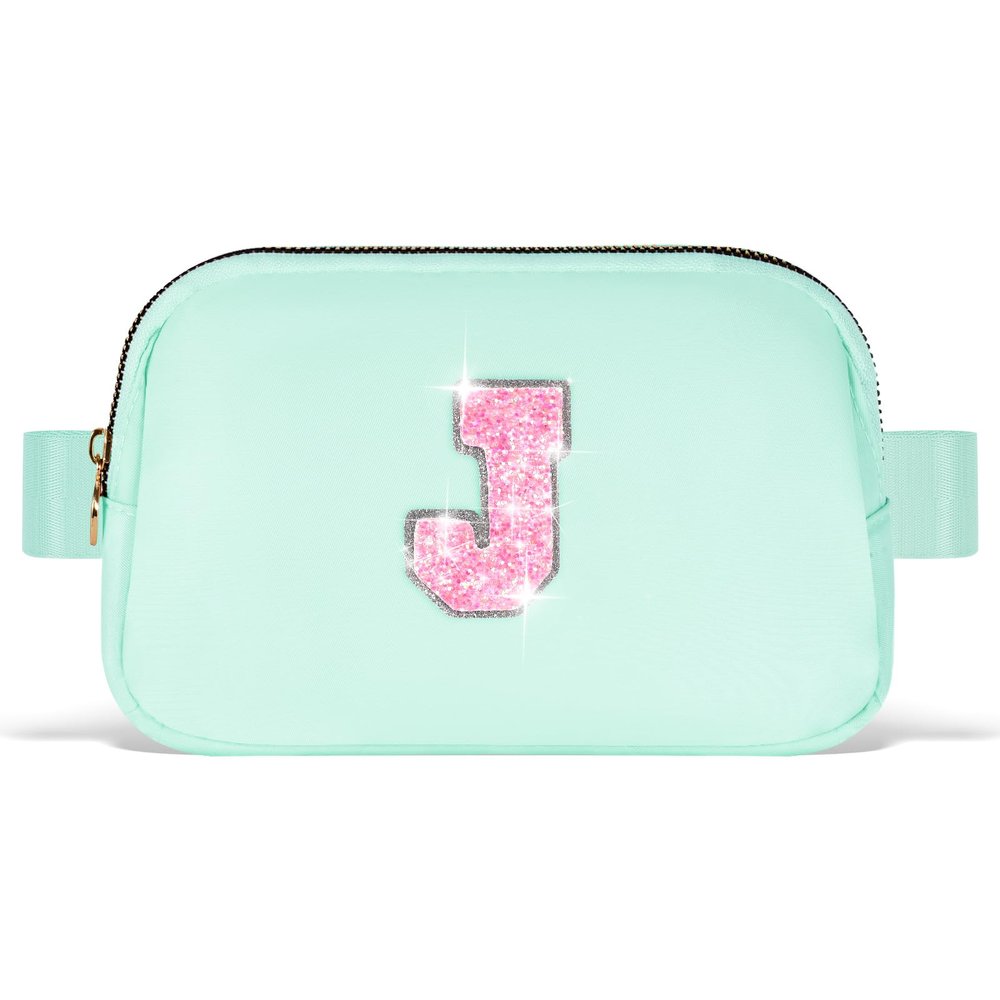 Uygafly Fanny Pack Belt Bag Crossbody Bags with Initials Letter Patch Trendy Stuff for Teens Cute Stuff Birthday Gifts for Teenager Girls | Light Green,Initial J