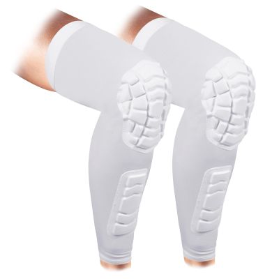 ZODEYI Wrestling Knee Pads Compression Leg Sleeve with Knee Pad and Calf Pad, 1 Pair Knee Sleeve with Shin Guards Shin Pads for Football, Baseball, Rugby, Lacrosse (2, White, XX-Large)