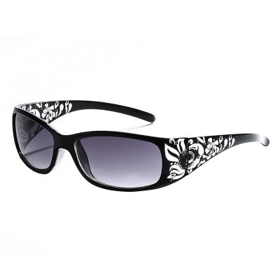 mincl Fashion Y2K Ladies Pattern Relief Square Rhinestone Sunglasses Retro Style Elegant Summer Vacation Beach Glasses N48 (black)