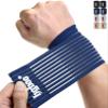 HGBOO Compression Wrist Bands (2 PCS), High-Elastic Straps Wrist Wraps Wrist Brace for Sports Weightlifting Tennis Basketball Tendonitis Carpal Tunnel Arthritis - Breathable Fabric (Navy Blue) view 1