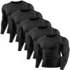ATTIQOZI 4,5,6 Pack Men's Compression Shirts Long Sleeve Rash Guard Workout Undershirt Base Layer Athletic Shirt Black(5pack) M view 1