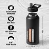 40 oz Water Bottle Insulated, Coolplus Stainless Steel Water Flask With Straw Metal Double-Walled Vacuum With Carry Sleeve Leakproof, Keep Cold 48 Hrs Hot 24hrs, Black view 3