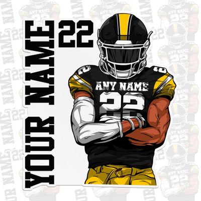 Custom Foootball Stickers Personalized American Football Player Name Decal Fan Sport Number Waterproof Vinyl Sticker for Water Bottle, Phone Case, Hard Hat, Laptop, Helmet