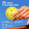 Amoswiz Indoor Pickleball Balls, 6 Pack of 26 Holes Pickleballs, USAPA Approved Indoor Pickleballs Set, High Visibility Durable Pickle Balls for Training and Tournament, Yellow view 4