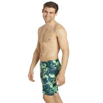 iSwim Men's Lite Swimsuit Jammer, UPF 50+ Sun Protection, Durable Polyester Spandex, Adjustable Drawstring Waist, Ideal for Competitive Swimming, Breeze - Green 24