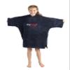 Dryrobe Towel Swim Robe - Hooded Surf Poncho Changing Robe - Organic Cotton - for Swimming, Beach, Surfing - Short Sleeve (Kids 10-13) Navy Blue view 1