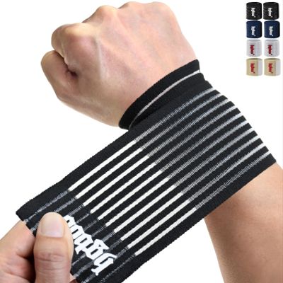 HGBOO Compression Wrist Bands (2 PCS), High-Elastic Straps Wrist Wraps Wrist Brace for Sports Weightlifting Tennis Basketball Tendonitis Carpal Tunnel Arthritis - Breathable Fabric (Black)
