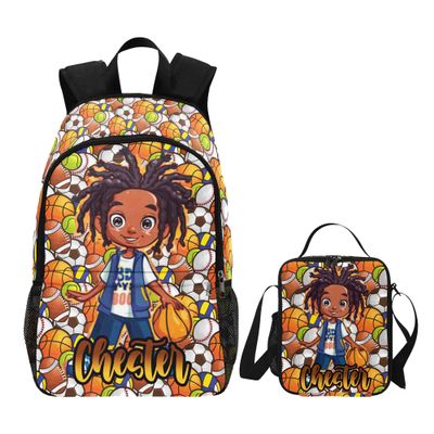 Faroishta Custom Kids Backpack for Boys Personalized School Backpack, Basketball Pattern Backpack for Students, Back to School Supplies for Kids, Travel Gift Bookbag for School