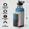 40 oz Water Bottle Insulated, Coolplus Stainless Steel Water Flask With Straw Metal Double-Walled Vacuum With Carry Sleeve Leakproof, Keep Cold 48 Hrs Hot 24hrs, Blue Black view 3