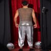 Lars Amadeus Glitter Sheer Golden Silver Tank Top for Men's Party See Through Sparkly Sleeveless Metallic Mesh Vest L view 3
