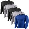 ATTIQOZI 4,5,6 Pack Men's Compression Shirts Long Sleeve Rash Guard Workout Undershirt Base Layer Athletic Shirt Bl/Gr/Bl/Gr/Dark Blue M view 1
