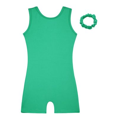 HOZIY Leotards for Girls Gymnastics with Hair Tie Size 6-7 Years Grass Green Back Criss Cross Tumbling Outfit Dance Clothing Clothes Toddlers