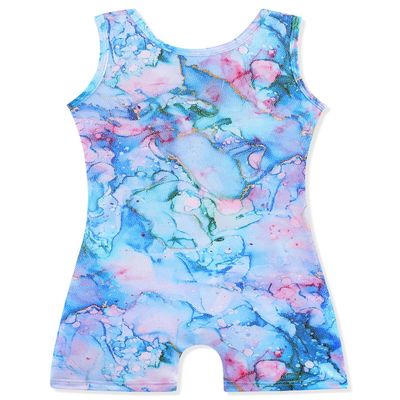 HOZIY Leotards for Girls Gymnastics Size 7-8 Years Kids Toddler Blue Green Pink Marble Print Tumbling Outfits Dance Clothe Clothing Unitard Sparkle Glitter