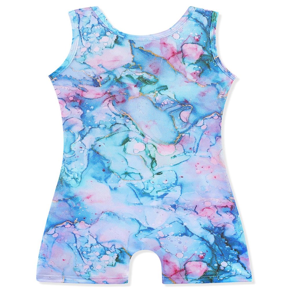 HOZIY Leotards for Girls Gymnastics Size 7-8 Years Kids Toddler Blue Green Pink Marble Print Tumbling Outfits Dance Clothe Clothing Unitard Sparkle Glitter