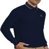 AbbyHold Men's Long Sleeve Polo Shirts with Collar Slim Fit Collared Shirts for Work, Golf, Casual (S, Navy Blue) view 3