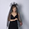 JIAHG Catholic Wedding Black Gothic Veil with Comb for Bridal Dancer Halloween Costume Tulle Evening Party Headwear Veil view 2