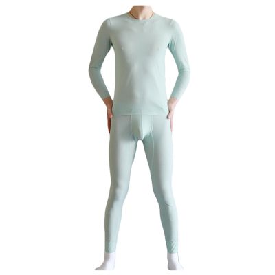 Dressnu Thermal underwear set men's thin ultra-thin tight shirt underpants Light green 3XL