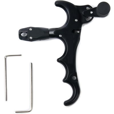 PEAKTREND Compound Bow Aid ReleaserAdjustable Can Rotate 360 Thumb Release Bow Aluminum Alloy AidsArchery Release Aids-Black