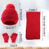 Yaopelky Kid Boy Girl Beanie Hat Scarf Touchscreen Gloves Set Warm Knit Cap with Pompom Long Scarf Neck Hand Warmer (Red, Onesize) view 2
