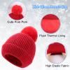 Yaopelky Kid Boy Girl Beanie Hat Scarf Touchscreen Gloves Set Warm Knit Cap with Pompom Long Scarf Neck Hand Warmer (Red, Onesize) view 3